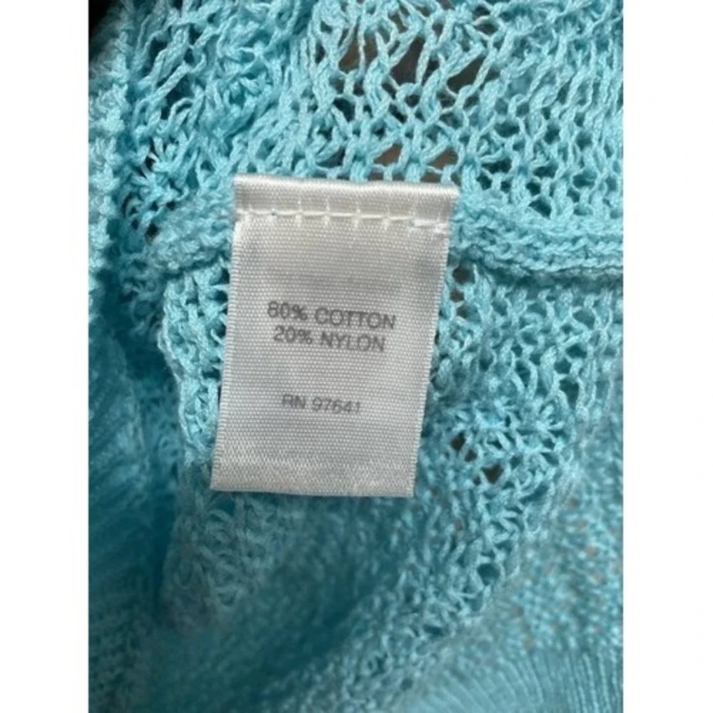 J. Jill Turquoise Blue 3/4 Sleeves Summer Coverup V-Neck Sweater‎ Women L China